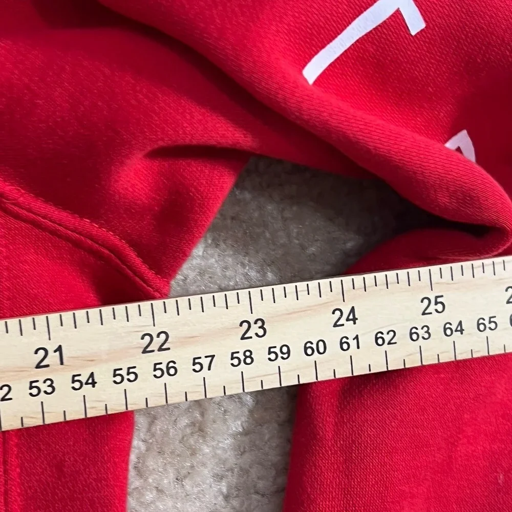 Y2K Nike Air Hoodie Mens Small Red Just Do It Sleeve Graphic Pullover Sweatshirt